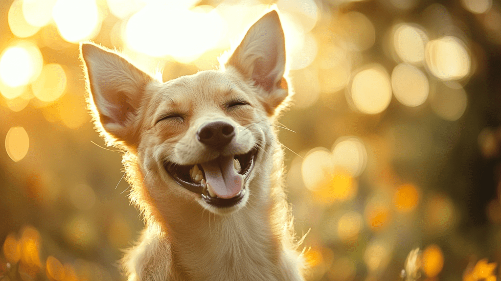 A dog smiling